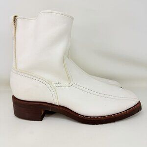 Wesco Side Zip Leather Square Toe Boots White Men’s Size 10 D